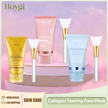 Collagen Peel off Mask Deep Cleansing Pores Oil Control Turmeric Wrapping Night Face Mask for Brightening Rejevenation Skin Care