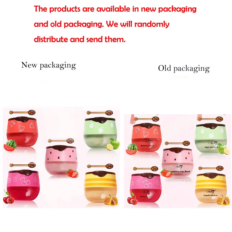 5.5g Lip Sleep Mask Night Sleep Maintenance Moisturizing Lip Gloss Bleach Cream Nourishing Lip Care Strawberry Honey